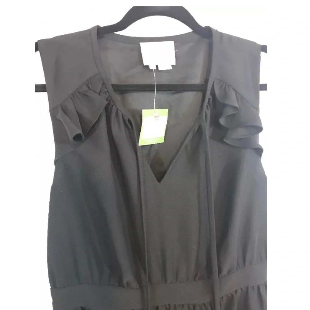 NWT kate‎ spade new york ruffle crepe fit & flare dress black [SZ Large ]